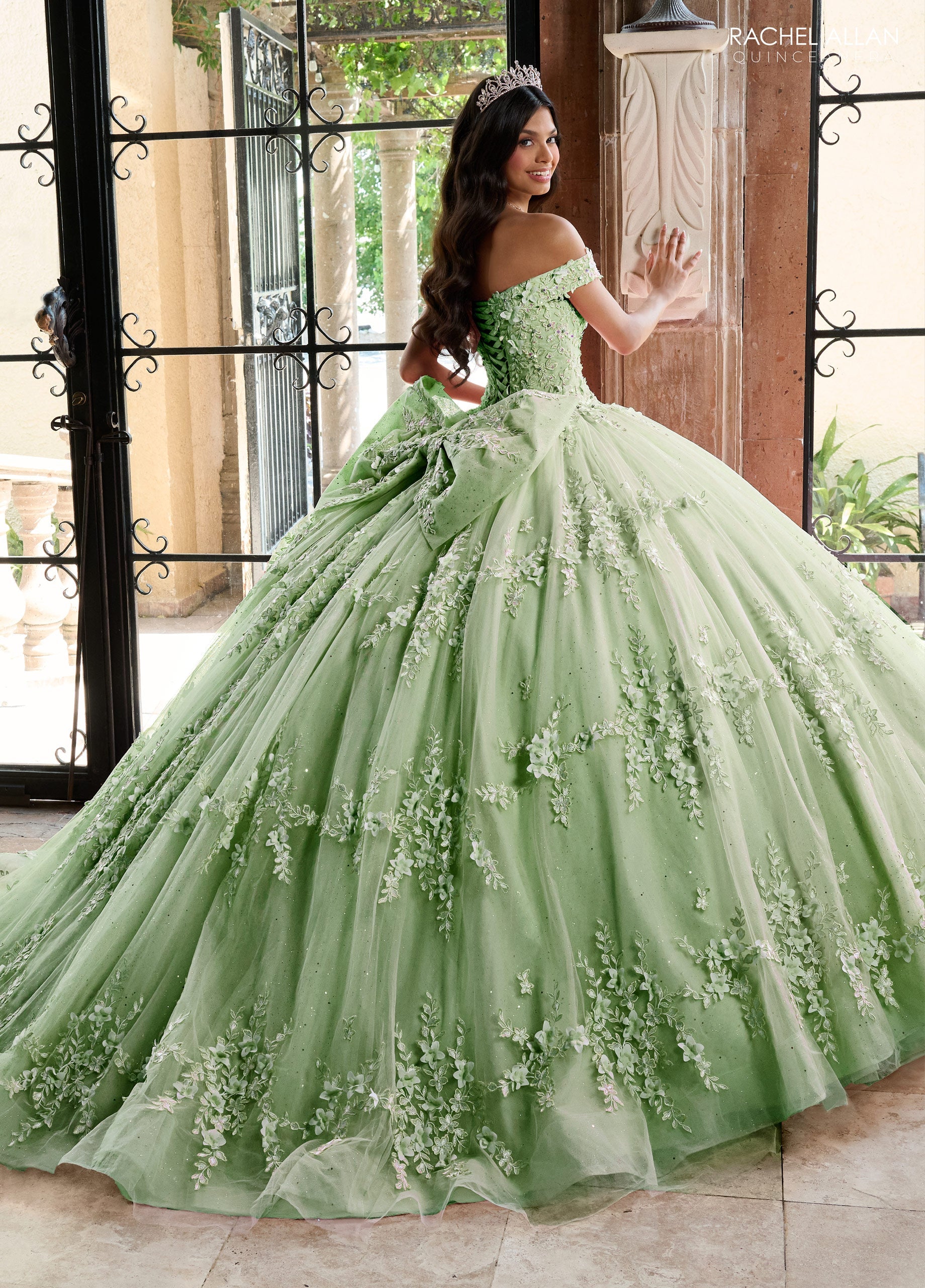 Quinceniera Dresses Long Quinceniera 3D Flowers Ball Gown Sage
