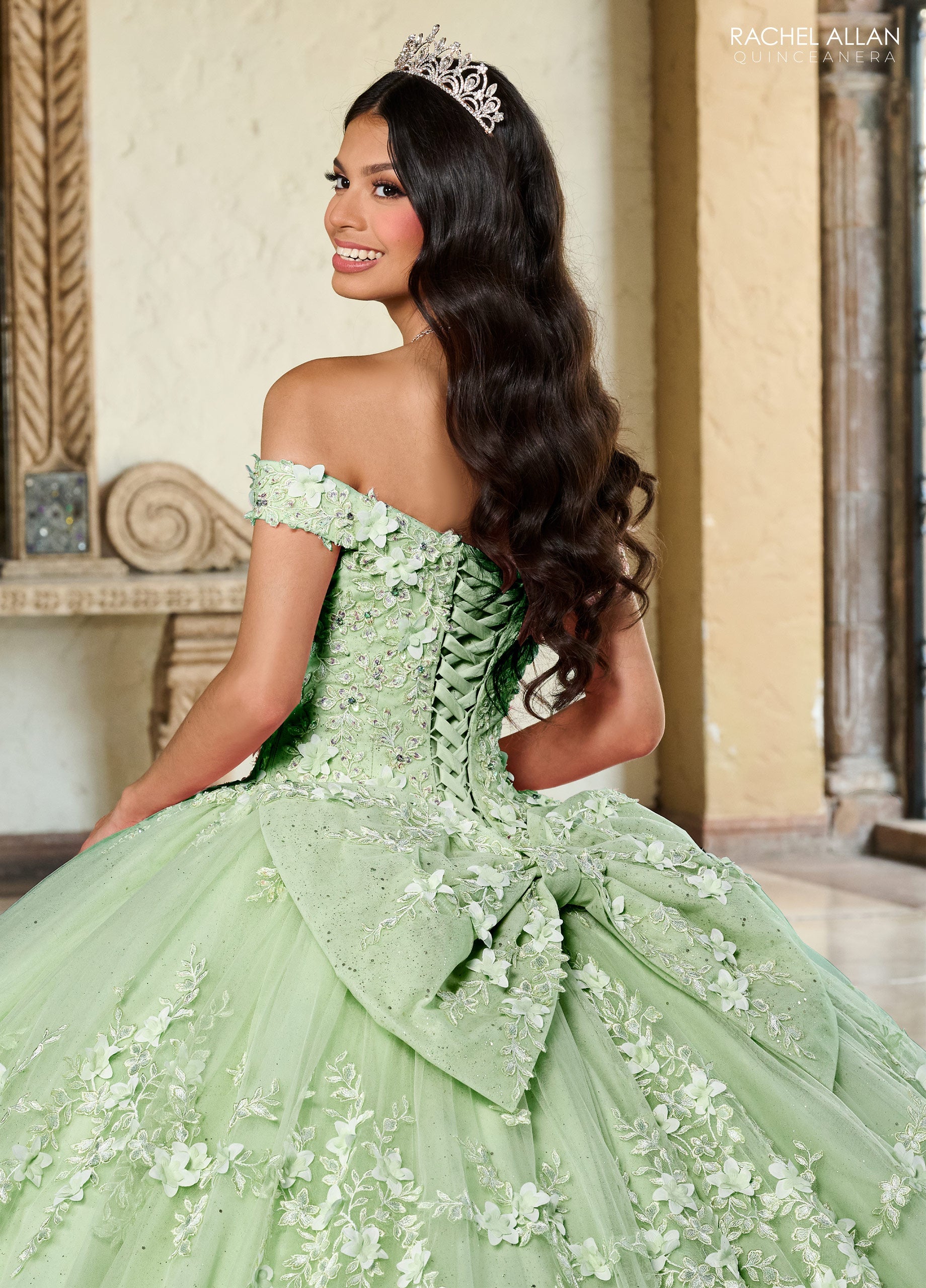 Quinceniera Dresses Long Quinceniera 3D Flowers Ball Gown Sage
