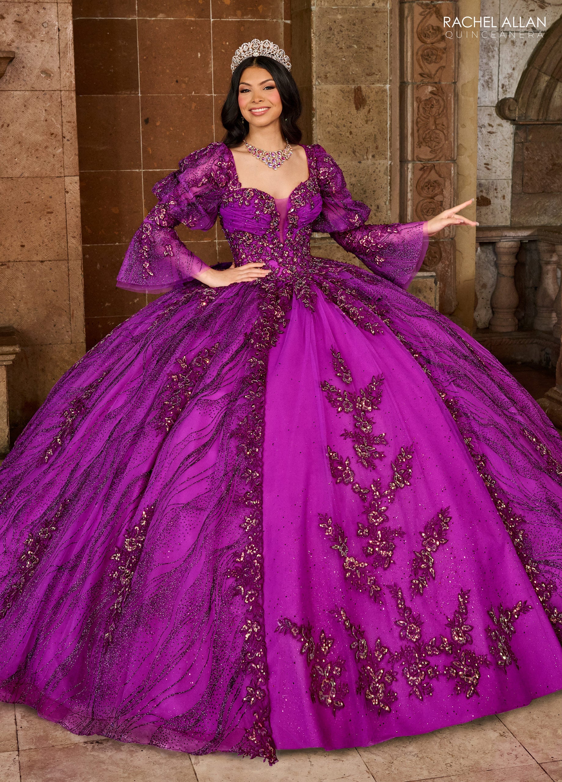 Quinceniera Dresses Quinceniera Applique Long Ball Gown Purple