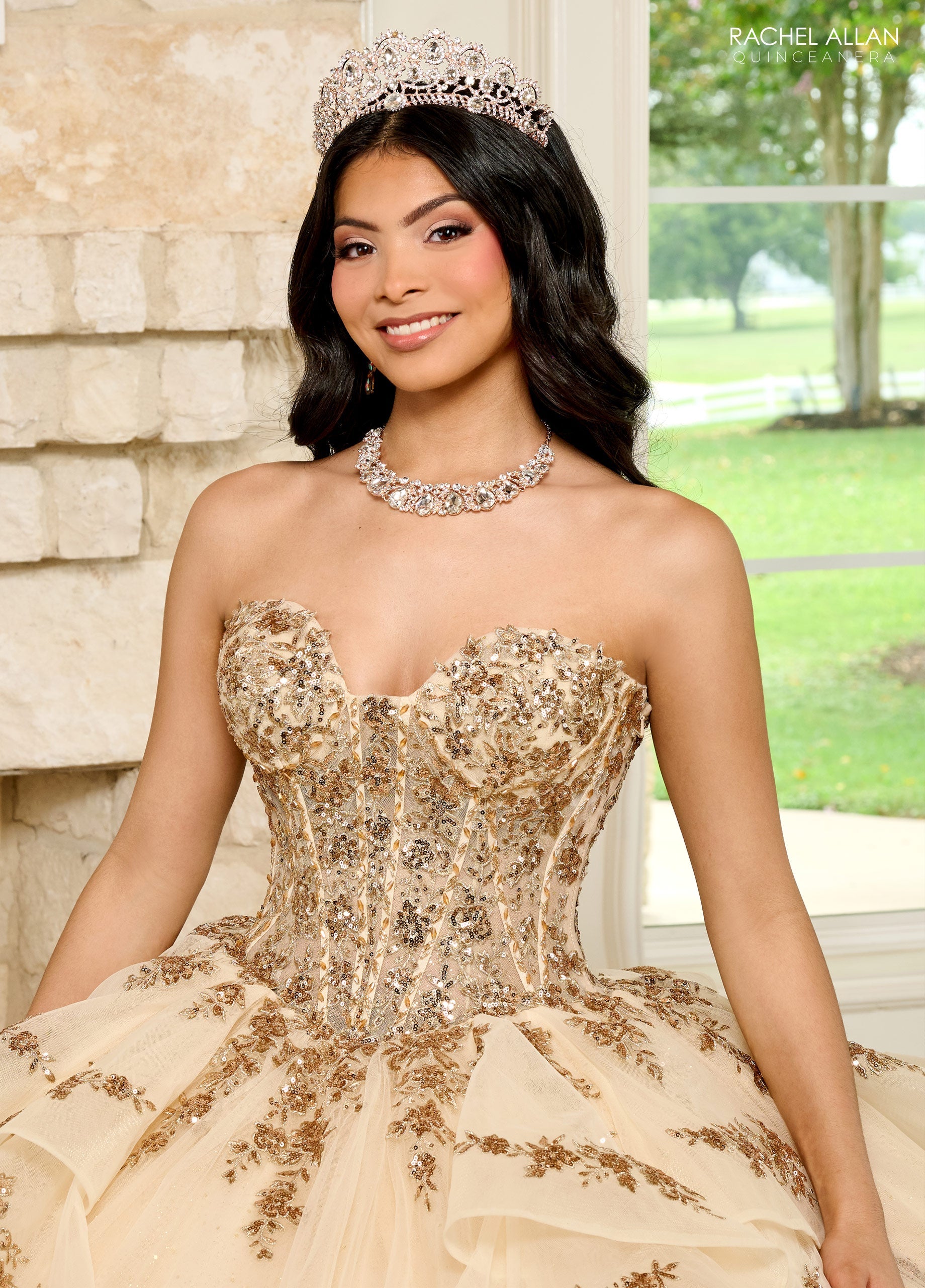 Quinceniera Dresses Quinceniera Detachable Jacket Long Ball Gown Champagne Rose Gold