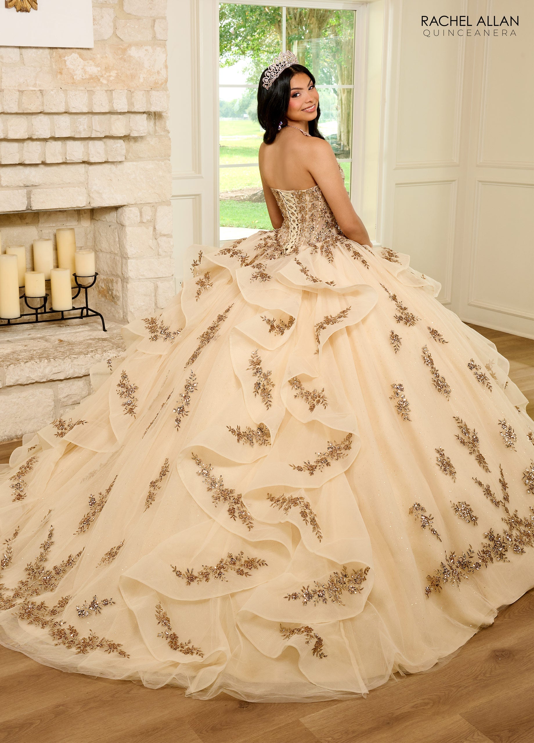 Quinceniera Dresses Quinceniera Detachable Jacket Long Ball Gown Champagne Rose Gold