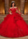 Quinceanera Dresses Ruffle Quinceanera Long Sleeve Ball Gown Red