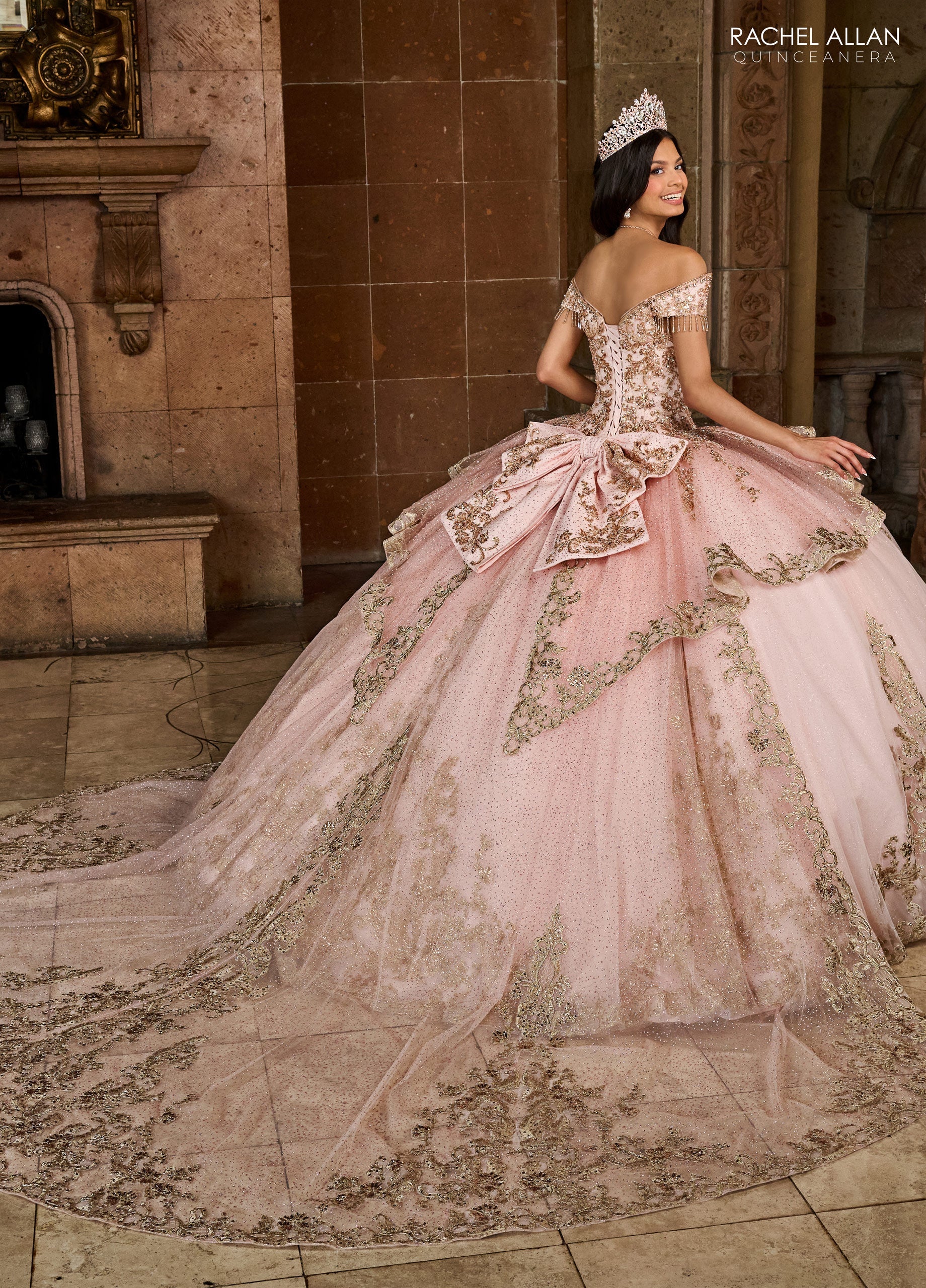 Quinceanera Dresses Long Quinceanera Fringe Ball Gown Blush Gold