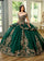 Quinceanera Dresses Long Quinceanera Fringe Ball Gown Emerald Gold