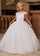 Flower Girl Dresses Long 3D Floral Applique Flower Girl Glitter Dress Ivory Nude