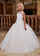Flower Girl Dresses Long 3D Floral Applique Flower Girl Glitter Dress Ivory