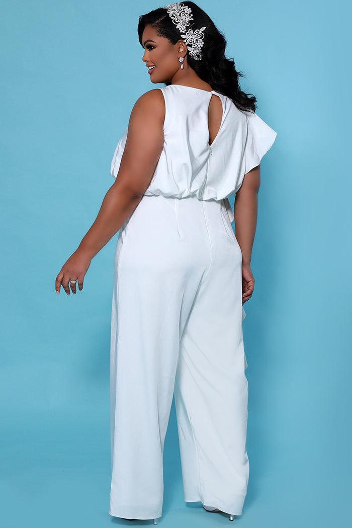 Plus Size Bridal Wedding Jumpsuit Ivory