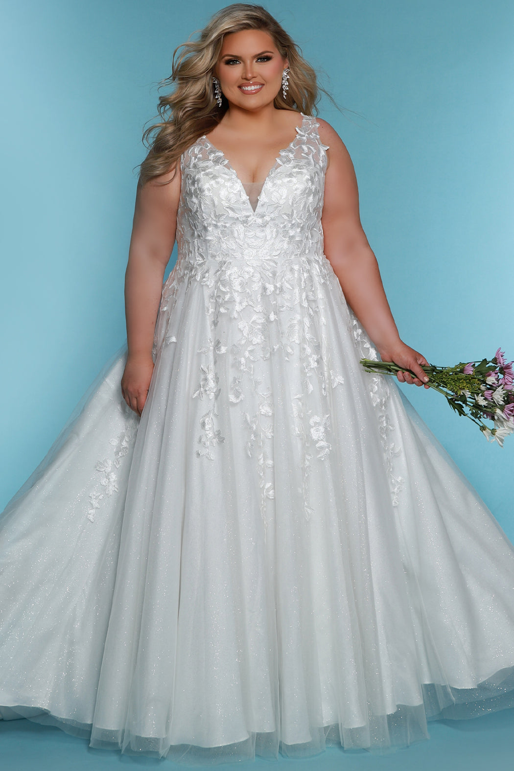 Wedding Dresses A Line Lace Long Glitter Wedding Gown Ivory