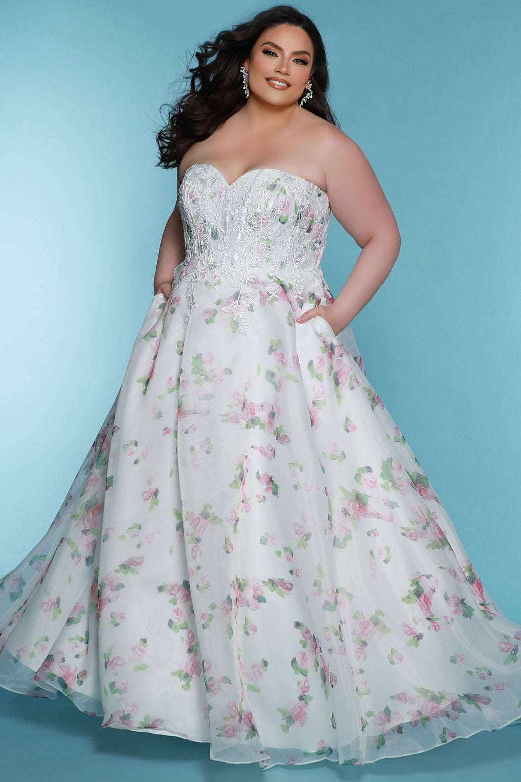 Wedding Dresses Long Floral A Line Wedding Dress Ivory Floral