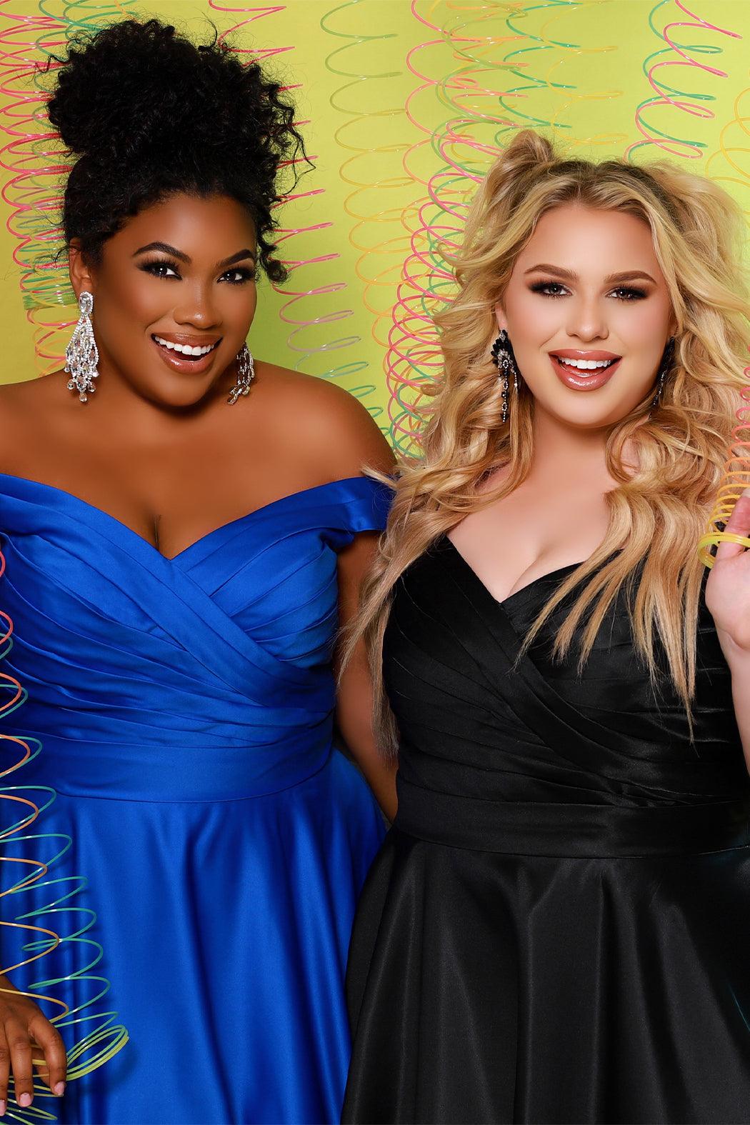 Long Off Shoulder Plus Size Prom Dress Sapphire