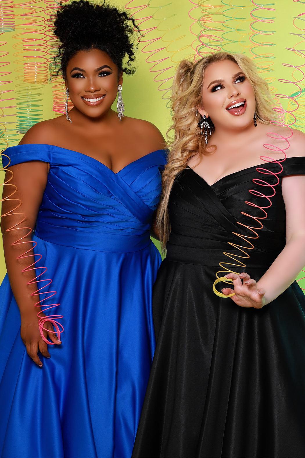 Long Off Shoulder Plus Size Prom Dress Sapphire