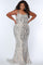 Long Plus Size Fitted Prom Formal Gown Metallic Nude