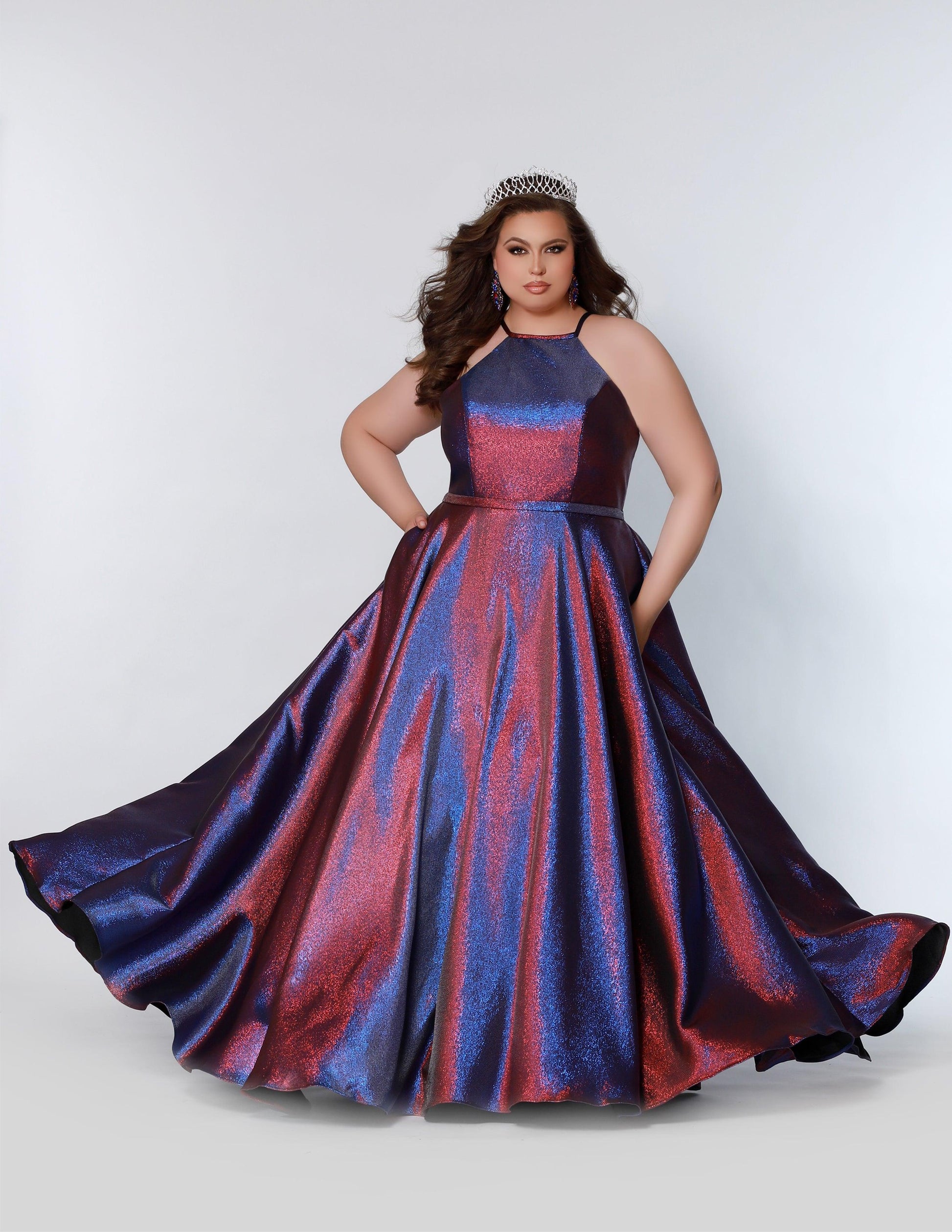Plus Size Halter Prom Long Ball Gown Prism