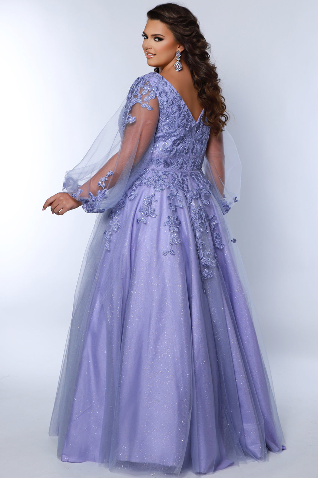 Plus Size Dresses Long Floral Lace Applique Plus Size Formal Dress Lavender