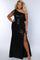 Plus Size Dresses Long Sequin Formal Plus Size Prom Dress Black/Black