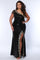 Plus Size Dresses Long Sequin Formal Plus Size Prom Dress Black/Gold