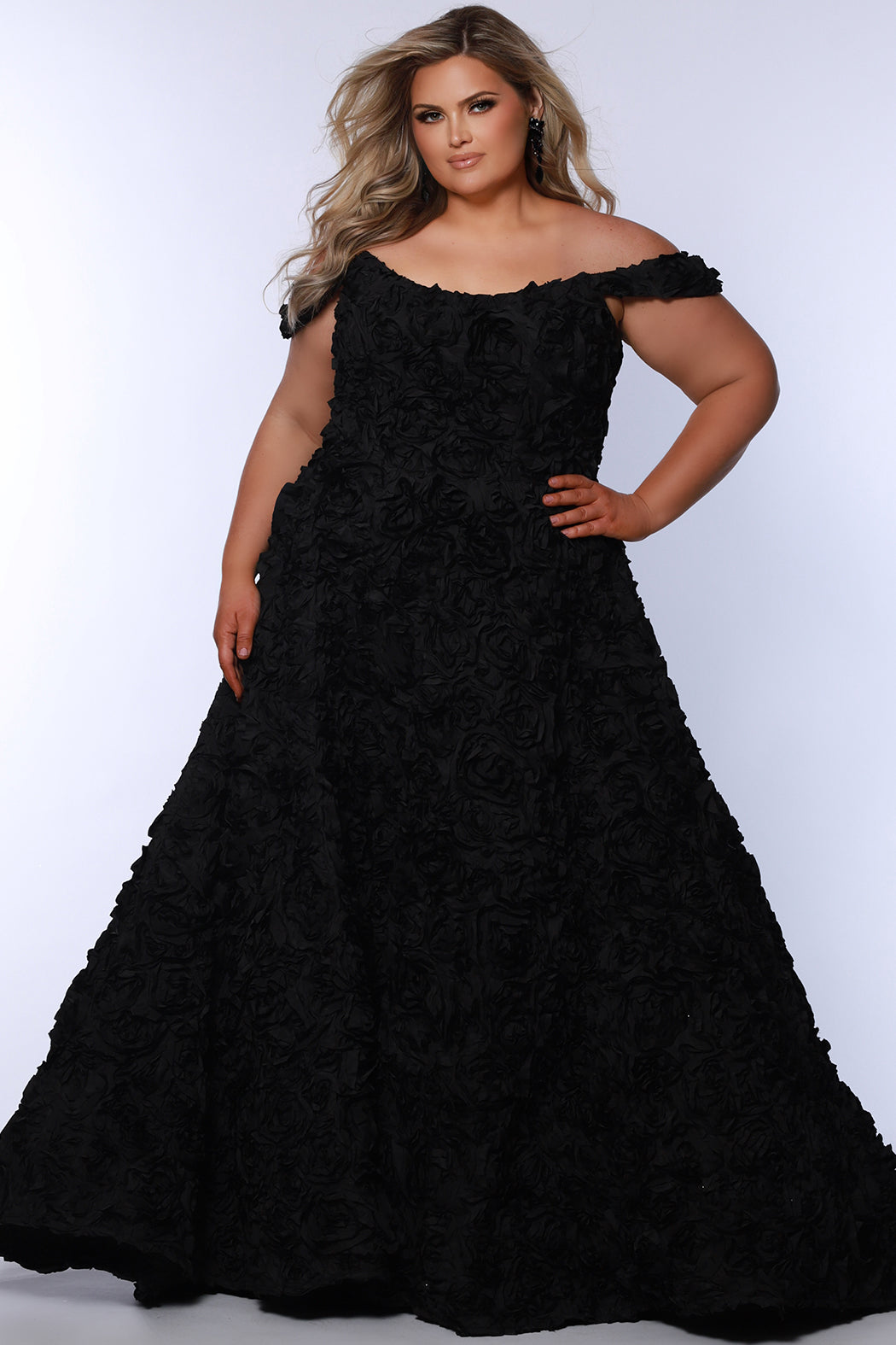 Plus Size Dresses A Line Long Formal Prom Plus Size Dress Black