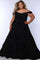 Plus Size Dresses A Line Long Formal Prom Plus Size Dress Black