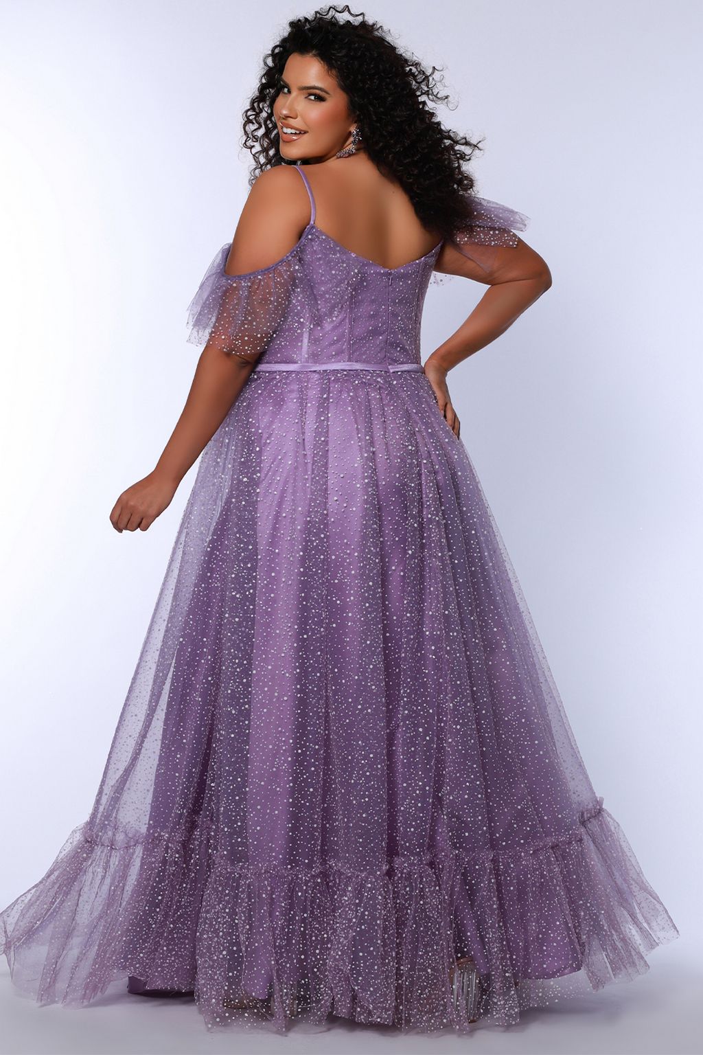 Plus Size Dresses Glitter Long A Line Formal Prom Plus Size Dress Lavender