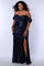 Plus Size Dresses Long Fitted Rutched Formal Plus Size Prom Dressl  Navy