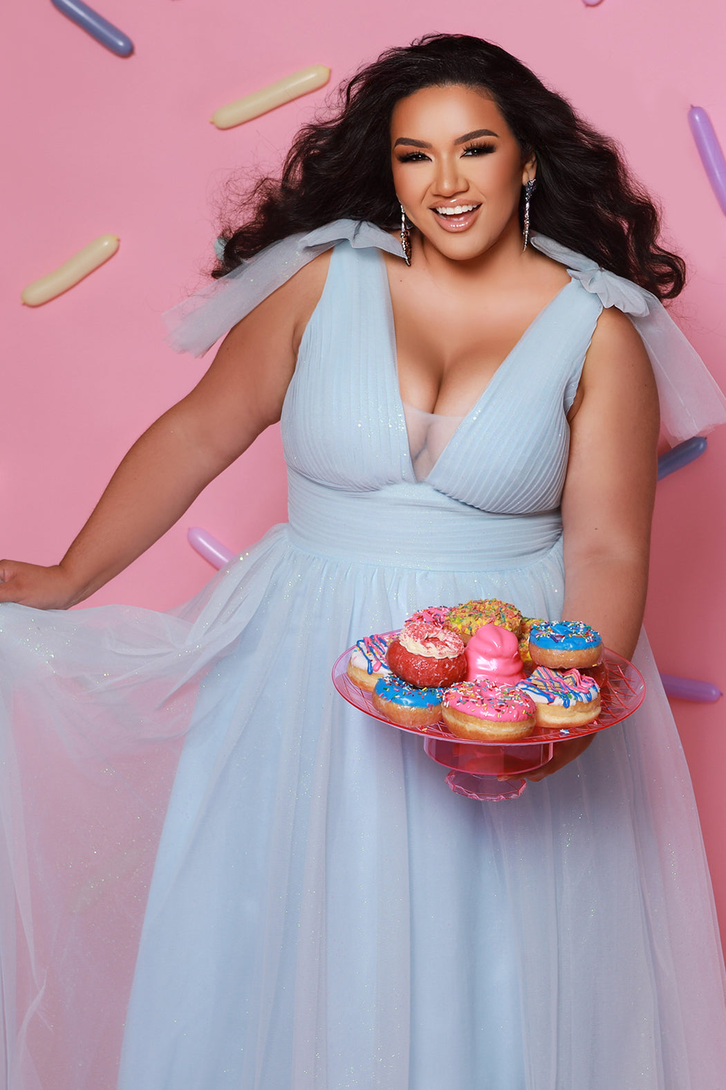 Plus Size Dresses Long Pleated A Line Plus Size Prom Dress Ice Blue