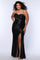 Plus Size Dresses Long Pleated Slit Formal Plus Size Prom Dress Onyx