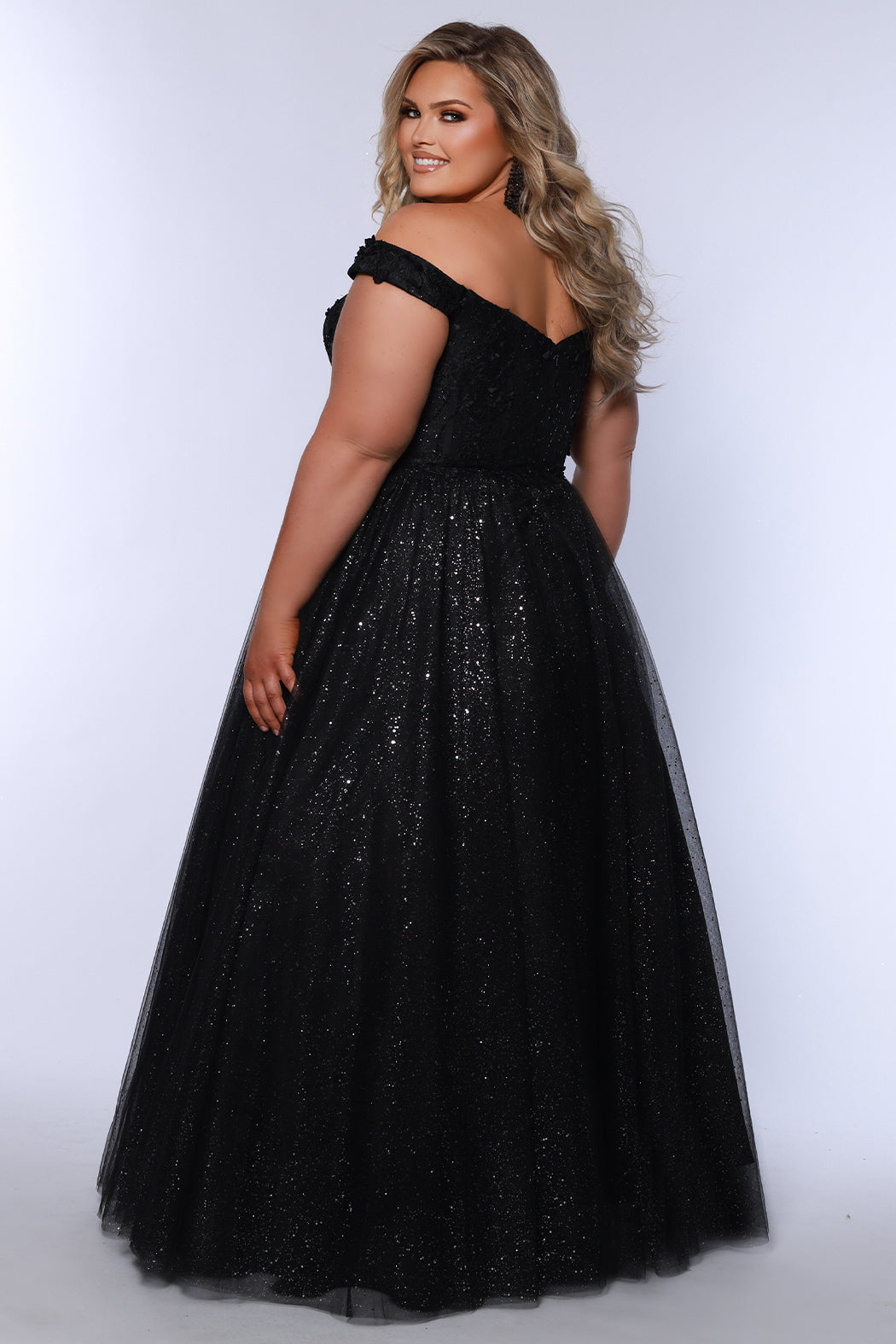 Plus Size Dresses Ball Gown Floral Formal Prom Plus Size Dress Onyx