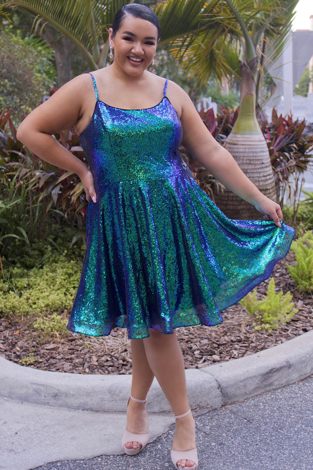 Homecoming Short Plus Size Dress Peacock