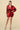 Cocktail Dresses Short Fitted Long Sleeve Foil Ruched Mini Dress Red