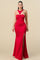 Prom Dresses Long Halter Fitted Slit Maxi Dress Red