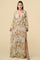 Formal Dresses Printed Long Sleeve Pleated Maxi Dress Ivory combo