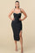 Cocktail Dresses Spaghetti Strap Fitted Slit Midi Length Dress Black