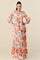 Formal Dresses Long Sleeve V Neck Print Maxi Dress Off White Combo