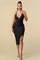 Cocktail Dresses Short Sleeveless Fitted Midi Dress Black
