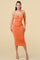 Cocktail Dresses Spaghetti Strap Fitted Midi Dress Orange
