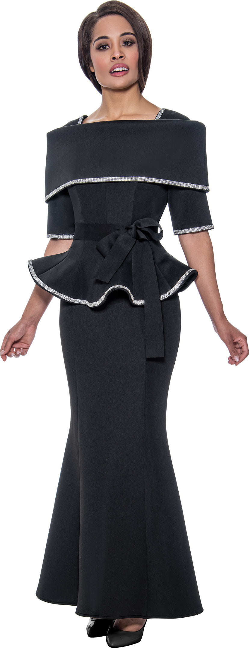 Plus Size Dresses Plus Size Mother of the Bride Peplum Long Dress Black