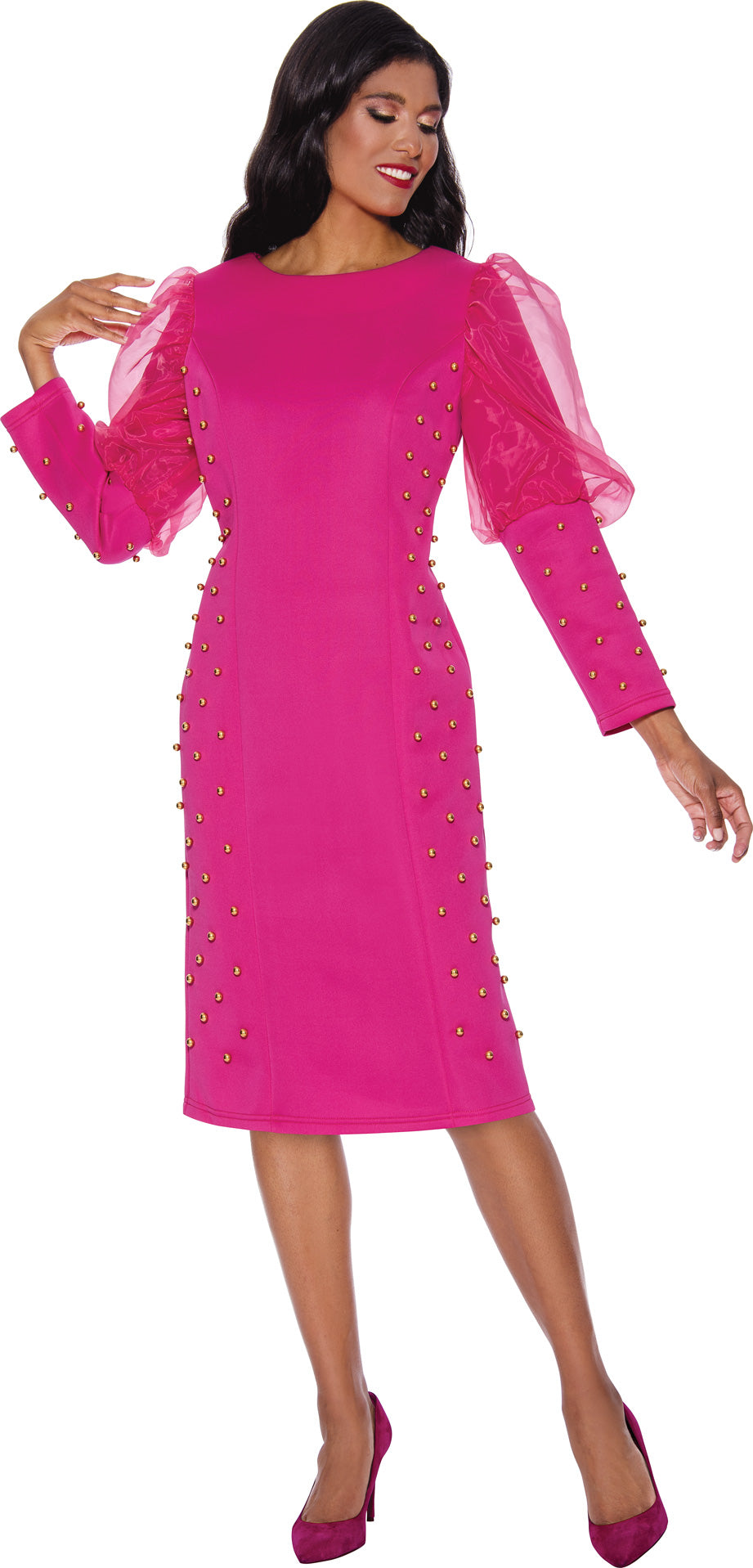 Cocktail Dresses Long Sleeve Short Formal Dress Magenta