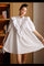 Cocktail Dresses Half Sleeve Rhinestones Collar Ruffle Short Dress White