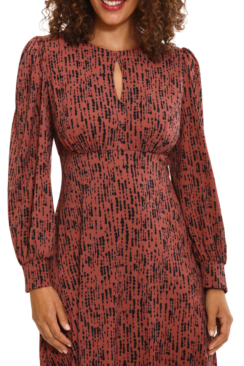 Formal Dresses Long A Line Multi Print Formal Dress BROWN BLACK