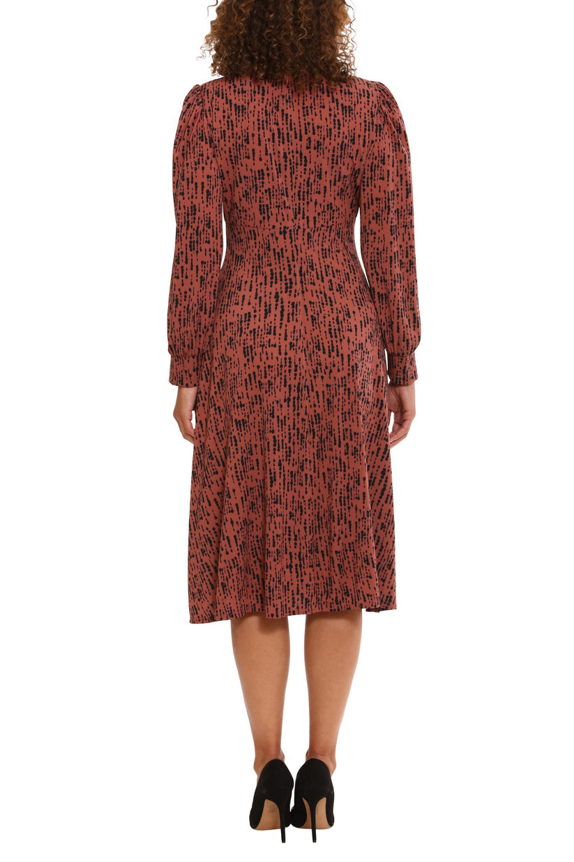 Formal Dresses Long A Line Multi Print Formal Dress BROWN BLACK