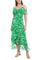 Cocktail Dresses High Low Floral Print Ruffled Cocktail Dress Green White