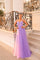 Prom Dresses Floral Long Glitter Formal Prom Dress  Lilac