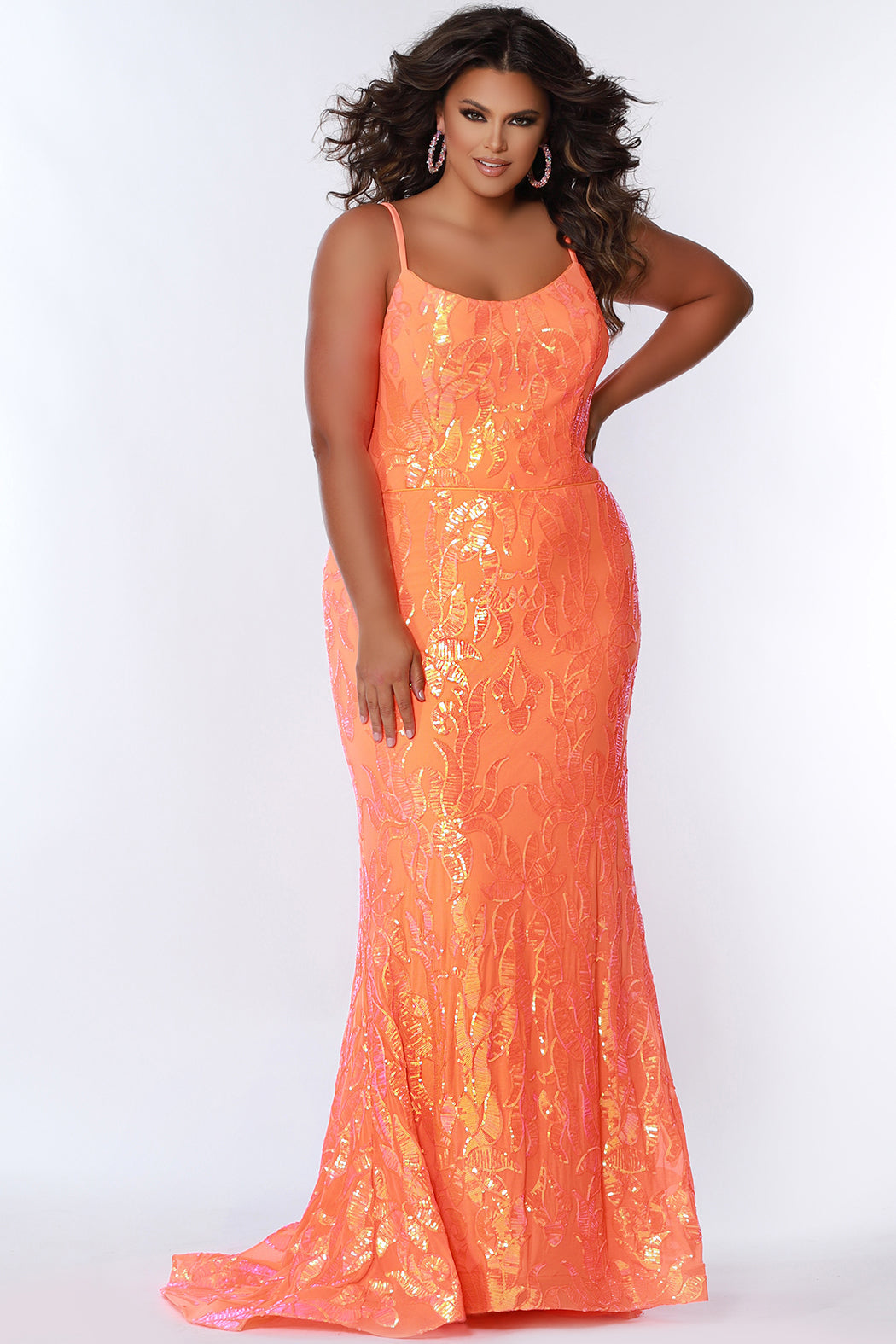 Plus Size Dresses Prom Long Sequin Formal Plus Size Dress Tangelo