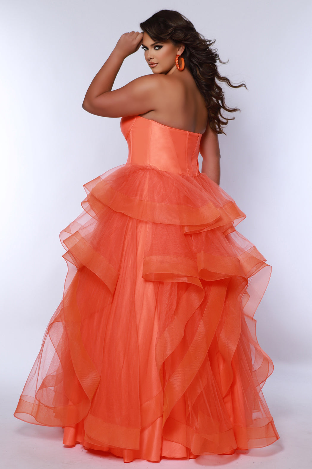 Plus Size Dresses Plus Size Long Ball Gown Corset Prom Dress Tangerine