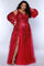 Plus Size Dresses Plus Size A Line Long Formal Sequin Applique Prom Dress Magenta