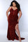 Plus Size Dresses Prom Long Mermaid Formal Velvet Sequin Plus Size Dress Wine