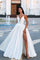 Wedding Dresses Long Slit A Line Wedding Dress Off White