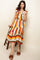 Cocktail Dresses Flutter Mixed Print Midi Dress Olive