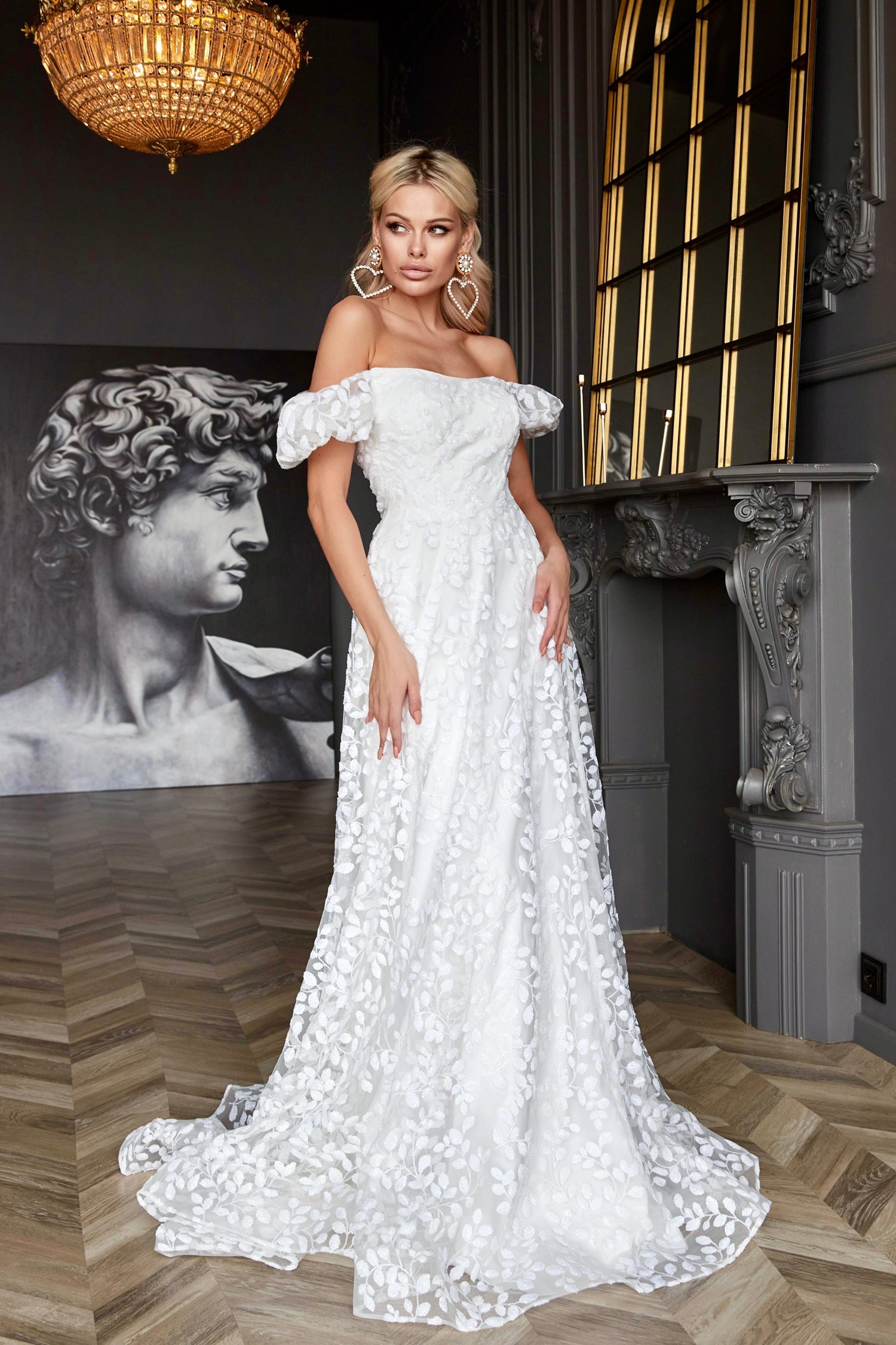 Wedding Dresses Long Glitter Sequin Wedding Dress Off White