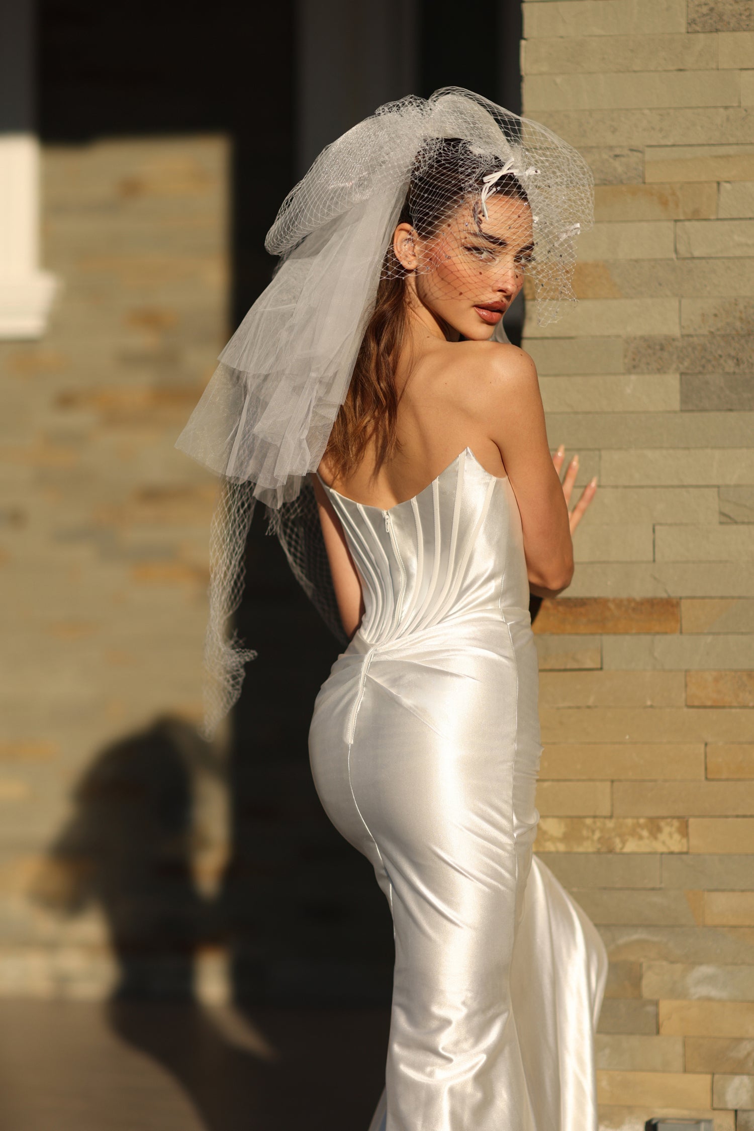 Wedding Dresses Fitted Long Mermaid Wedding Dress Off White